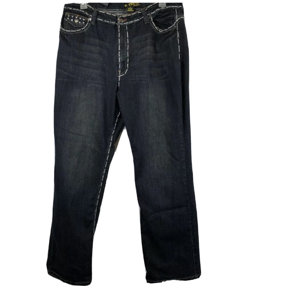 G. tton Style by Paris Womens Dark Wash Contrast Stitch Rhinestone Jeans Size 22